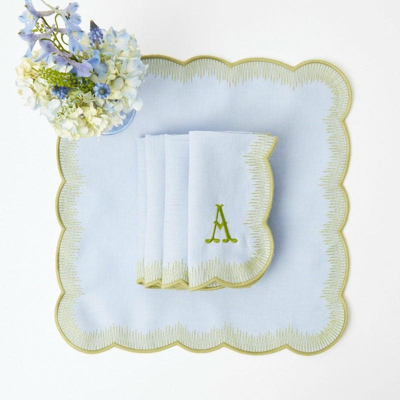 Alathea Blue & Green Linen Napkins (Set Of 4) Napkins