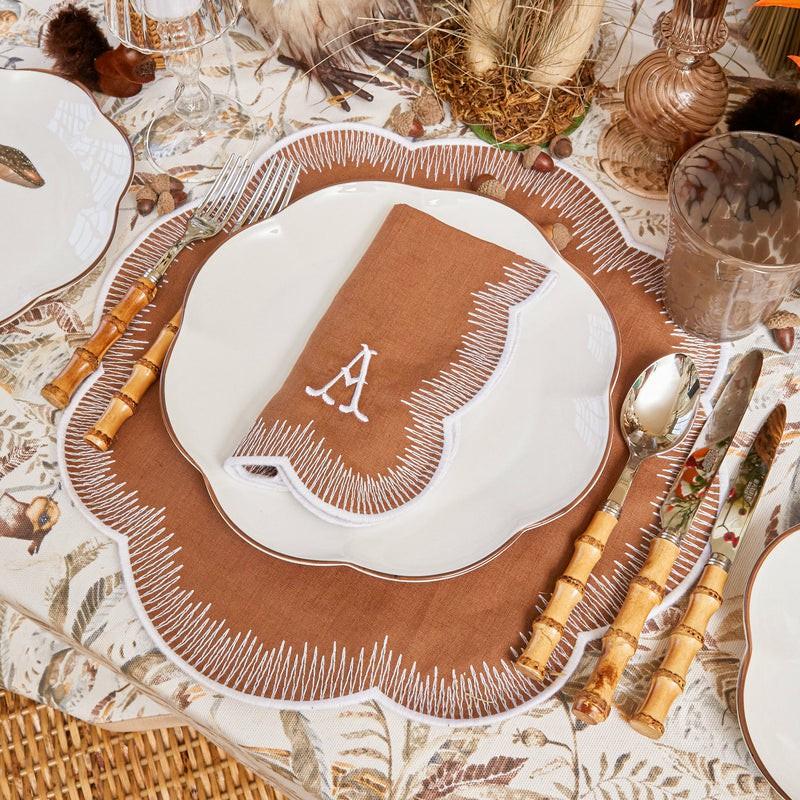 Alathea Caramel Linen Placemats & Napkins (Set Of 4) Table Linen