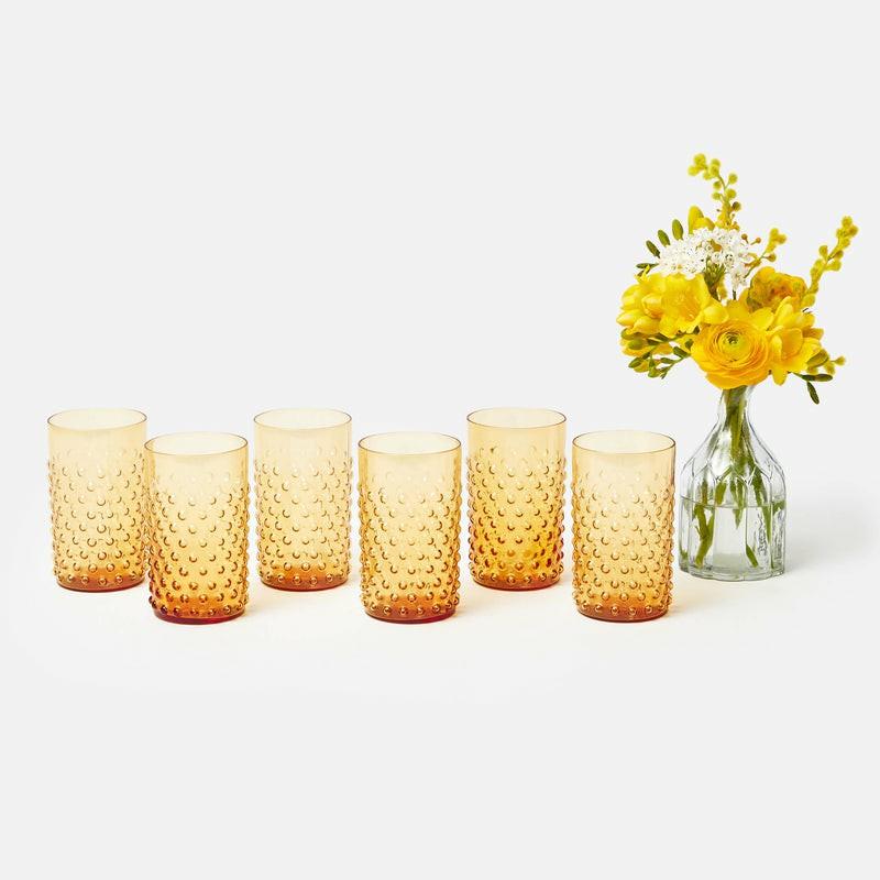 Amber Hobnail Glasses (Set Of 6) Glassware