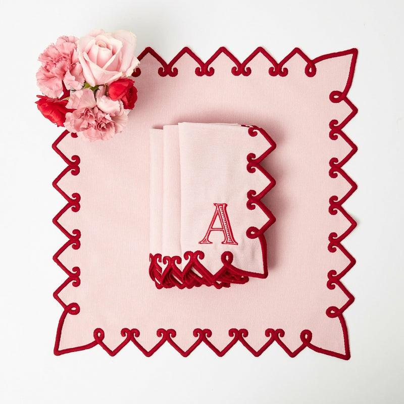 Angelina Pink & Red Napkins (Set Of 4) Napkins