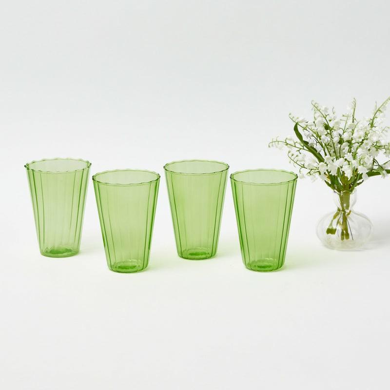 Apple Green Fluted Water Glasses (Set Of 4) Glasses