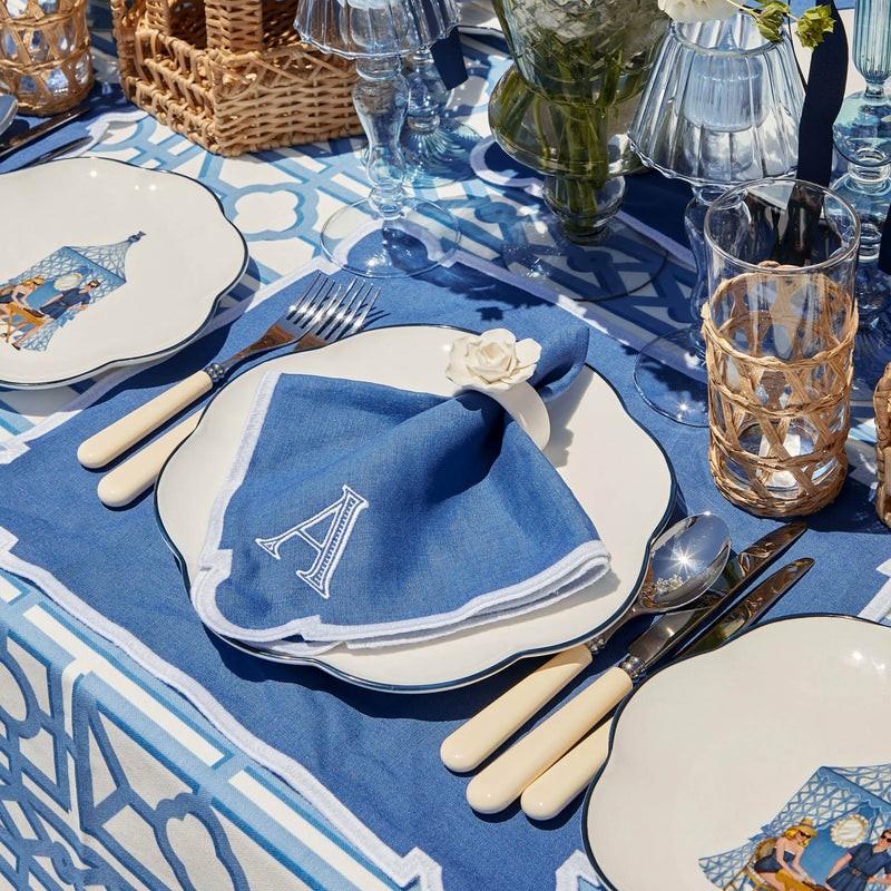 Azure Blue Linen Placemats & Napkins (Set Of 4) Table Linen