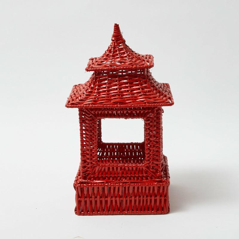 Berry Red Rattan Pagoda Lantern Home Decor