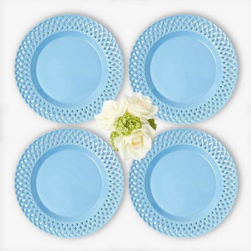 Blue Basketweave Dinner Plates (Set Of 4) Crockery