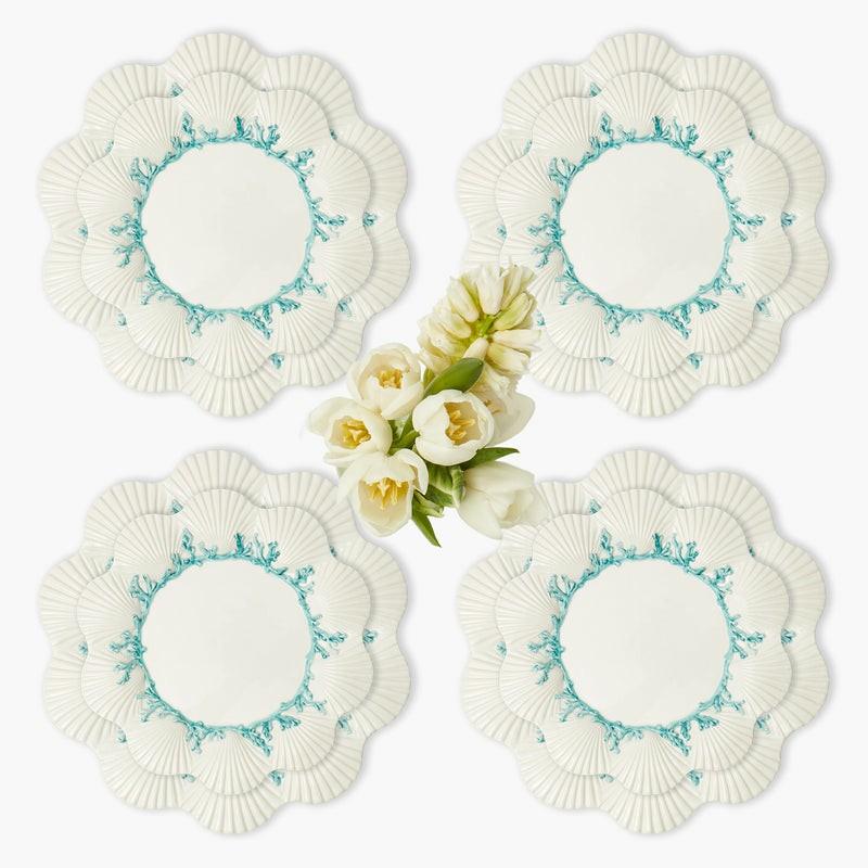 Blue Coral Dinner & Starter Plates (Set Of 8) Crockery