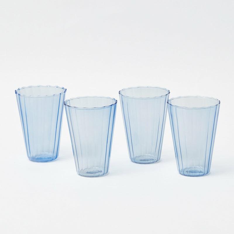 Blue Fluted Water Glasses (Set Of 4) Glasses