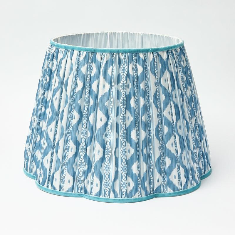 Blue Ikat Scalloped Lampshade (40Cm) Home Decor