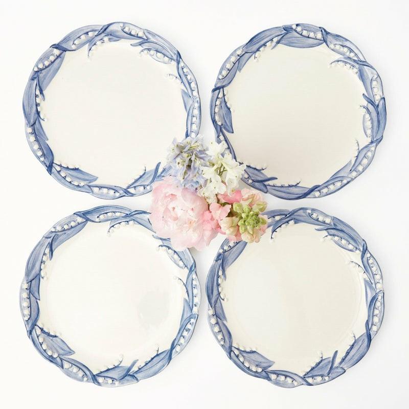 Blue Lily Of The Valley Dinner Plates (Set Of 4) Crockery