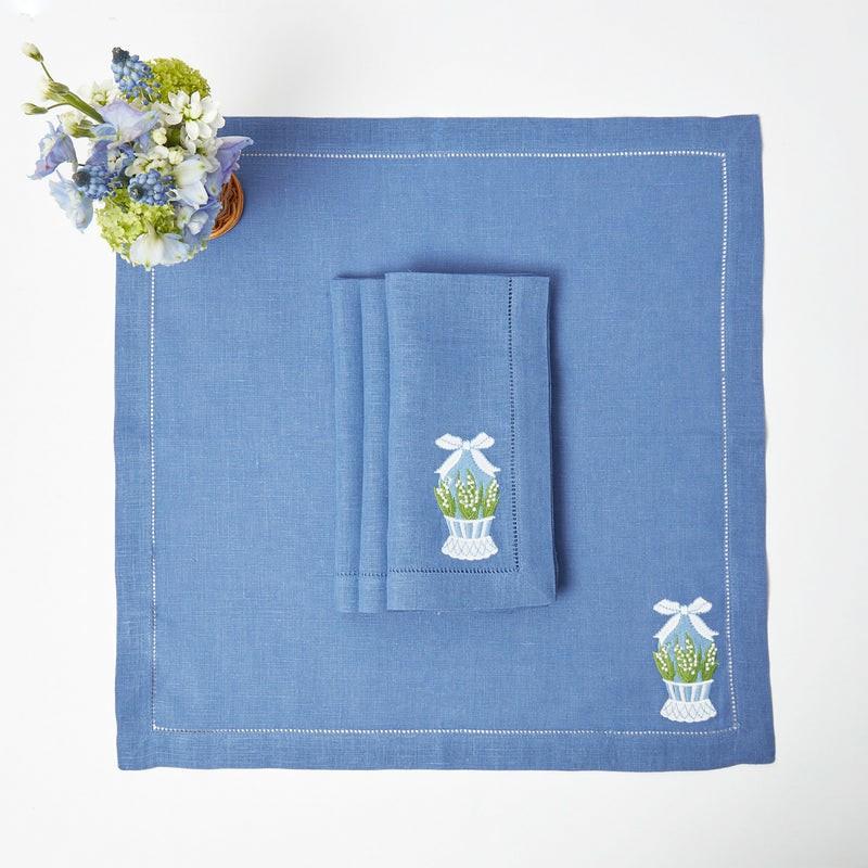 Blue Linen Easter Egg Napkins (Set Of 4) Napkins