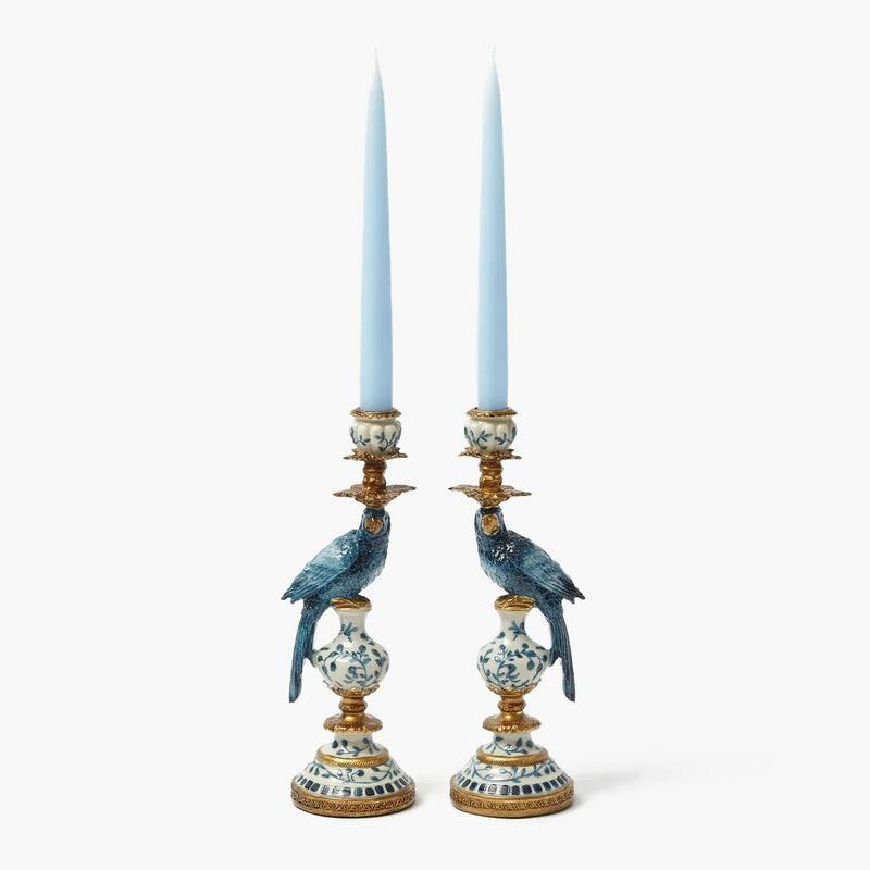 Blue Parrot Candle Holder (Pair) Autumn Decorations