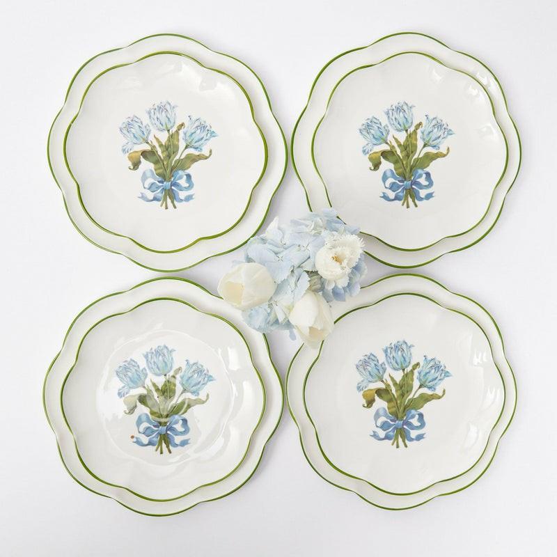 Blue Tulip Dinner & Starter Plates (Set Of 8) Crockery