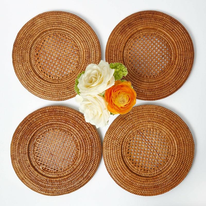 Brown Rattan Charger Plates (Set Of 4) Placemats