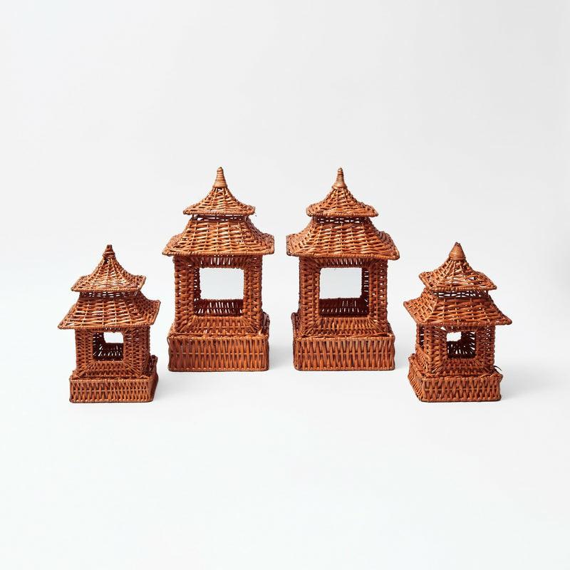 Burnt Rattan Pagoda Set Autumn Decorations