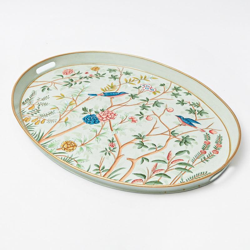 Chinoiserie Tole Oval Tray Home Decor