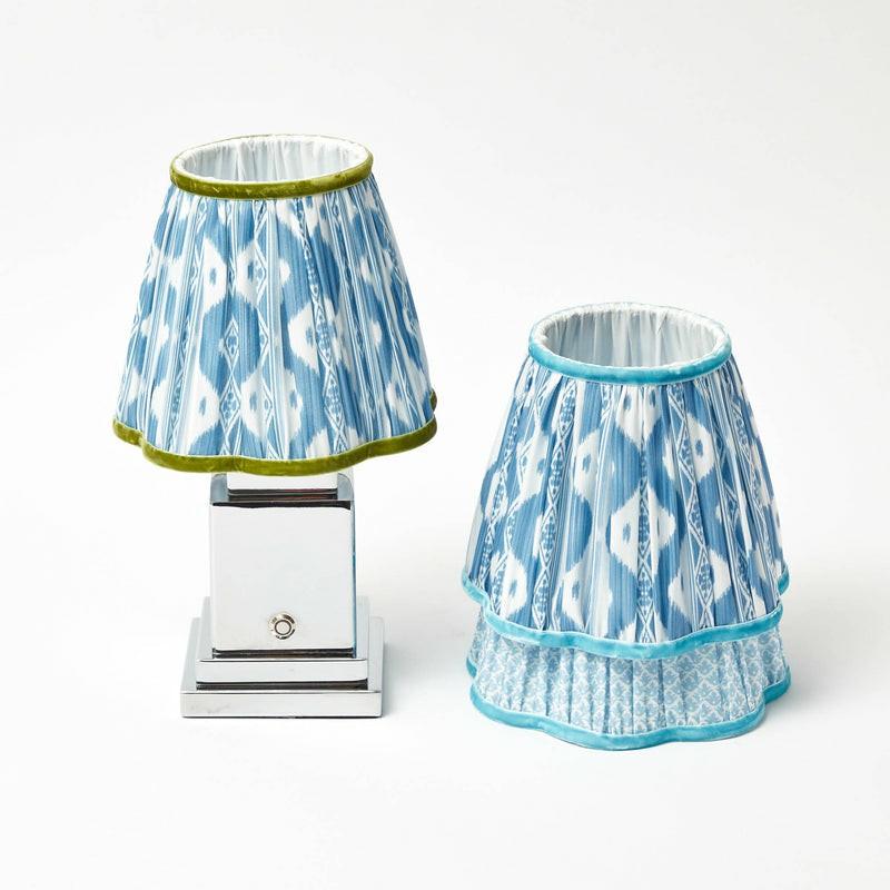 Chrome Rechargeable Lamp With Blue Shade (18Cm) Lighting Blue Ikat