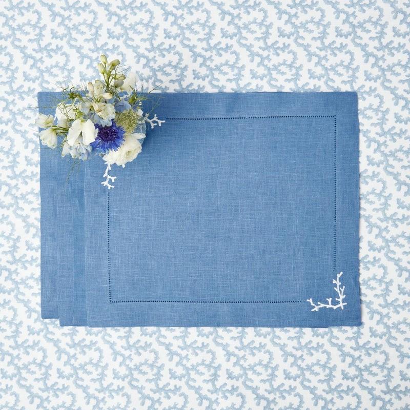 Coral Blue Linen Placemats (Set Of 4) Placemats