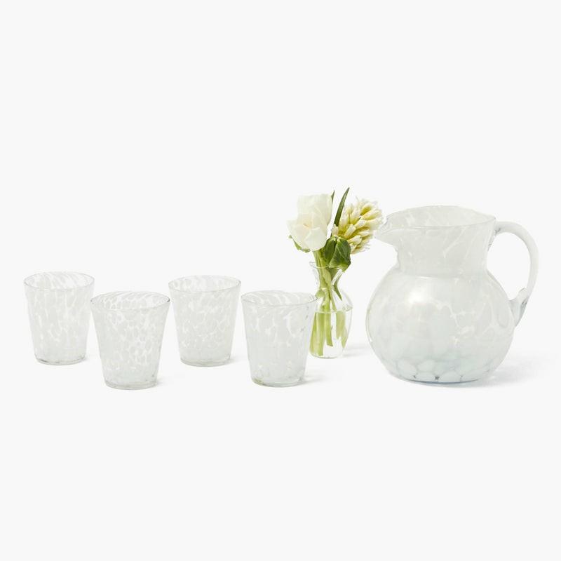 Dappled White Glasses & Jug Set Glassware