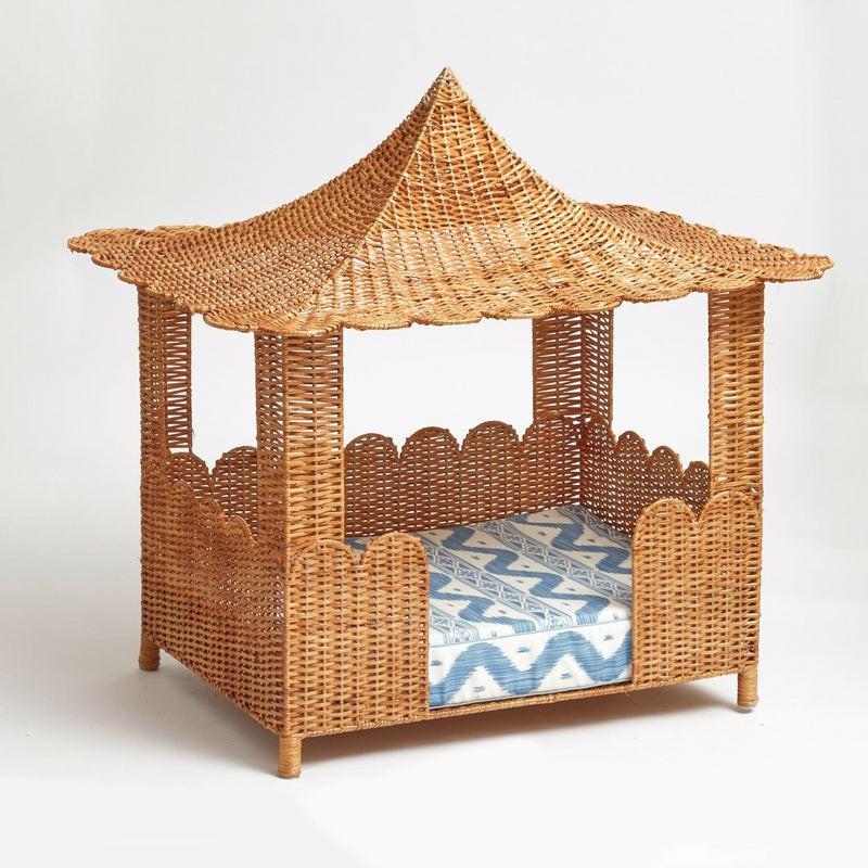 Dorothy Rattan Pagoda Dog Bed With Cushion Furniture