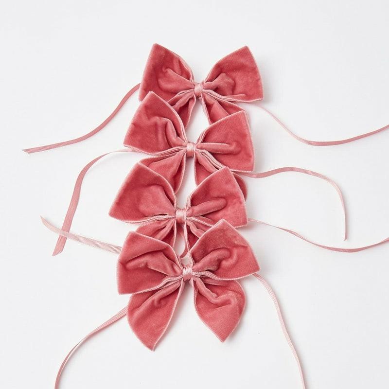 Dusty Pink Velvet Napkin Bows (Set Of 4) Napkin Rings & Bows