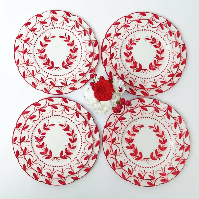 Elizabeth Red Garland Dinner & Starter Plates (Set Of 8) Crockery