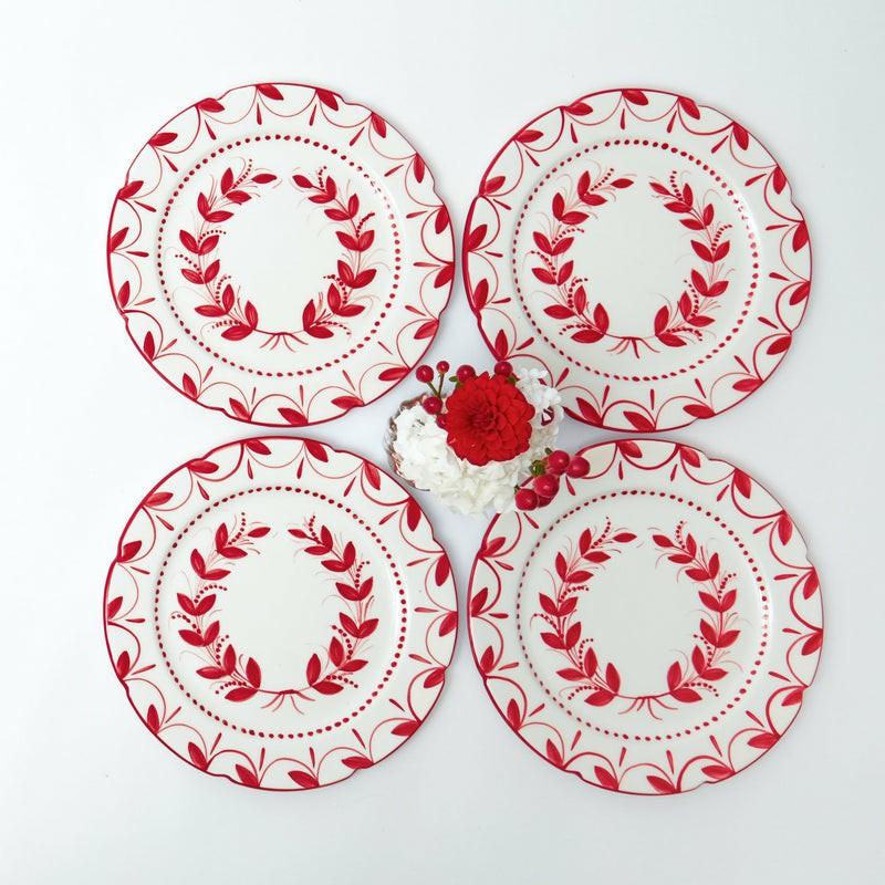 Elizabeth Red Garland Starter Plates (Set Of 4) Crockery