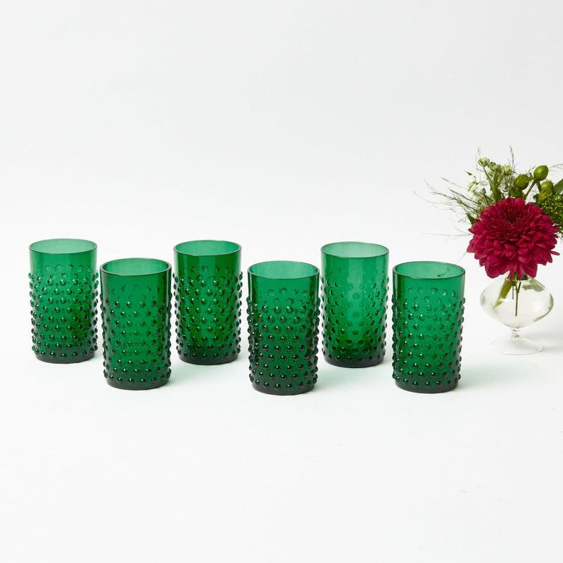 Emerald Green Hobnail Glasses (Set Of 6) Glasses