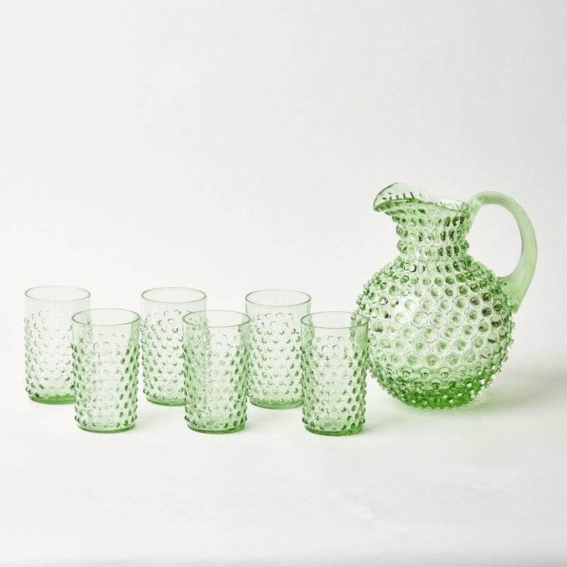 Emerald Hobnail Glasses & Jug Set Glassware