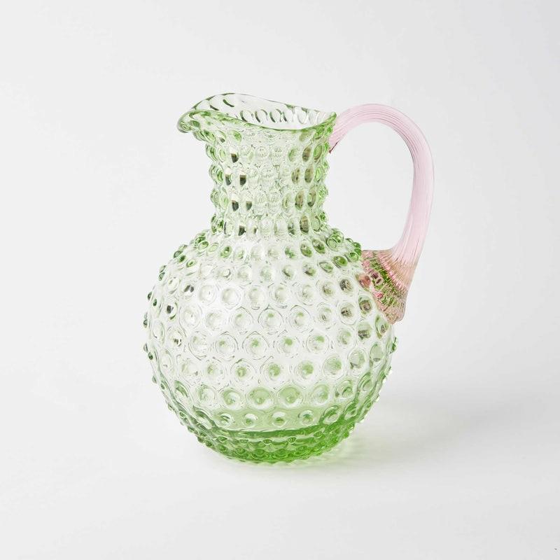 Emerald Hobnail Jug & Rose Handle Glassware