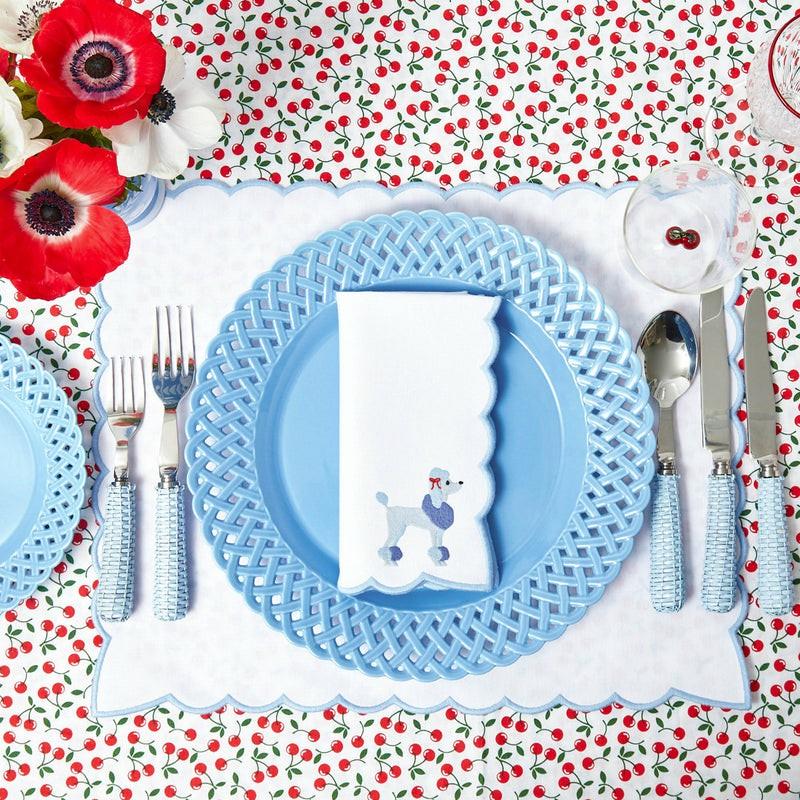 Fifi Blue Poodle Placemats & Napkins (Set Of 4) Table Linen