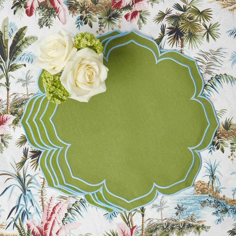 Fleur Green Placemats (Set Of 4) Summer Table Linen