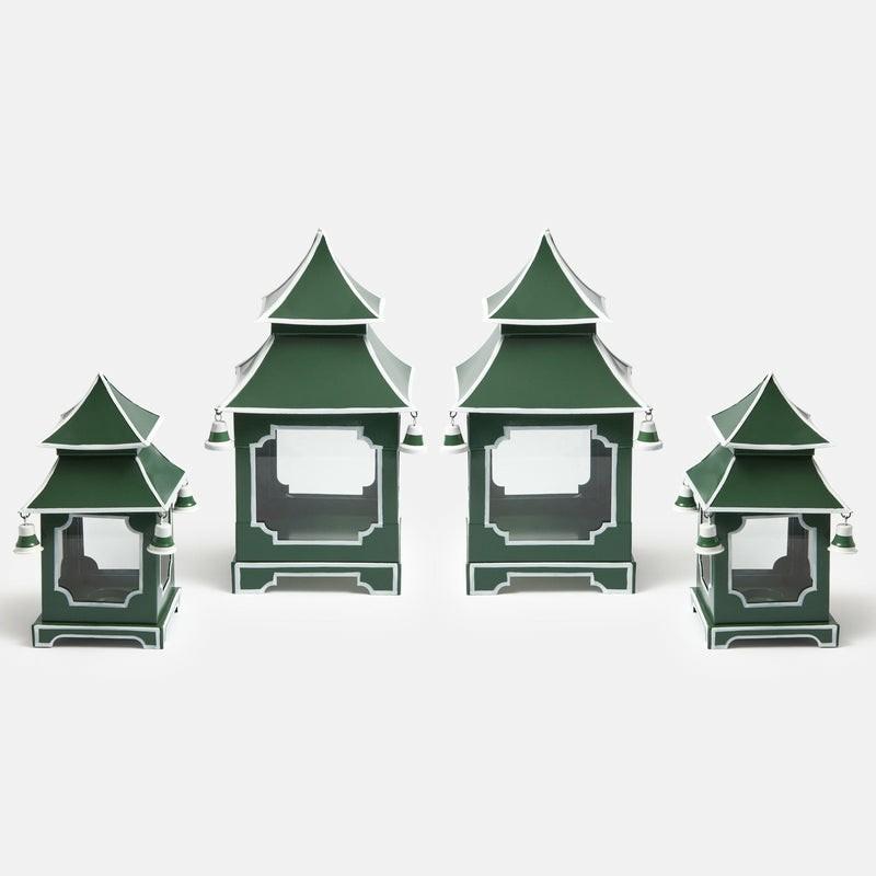 Forest Green Pagoda Lantern Set Home Decor