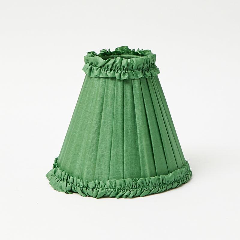 Green Frilled Silk Lampshade Lampshades