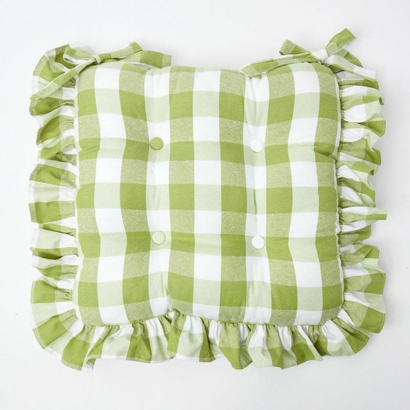 Green Gingham Ruffle Seat Pad Cushion Cushions