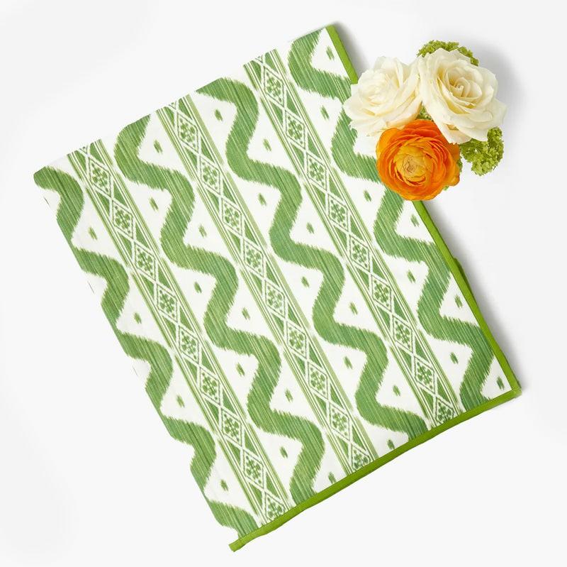 Green Ikat Tablecloth Summer Table Linen