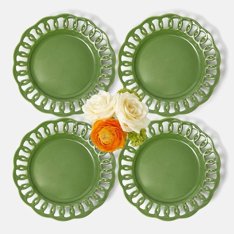 Green Lace Dinner Plates (Set Of 4) Crockery