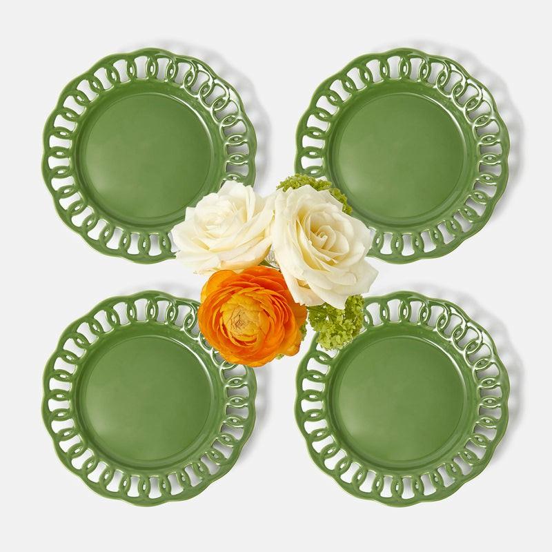 Green Lace Starter Plates (Set Of 4) Crockery