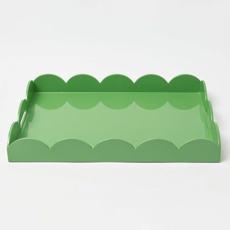 Green Lacquer Scalloped Tray Home Decor