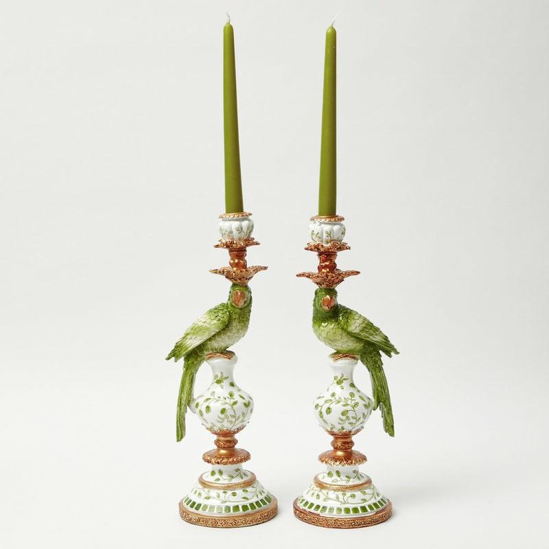 Green Parrot Candle Holder (Pair) Candle Holders