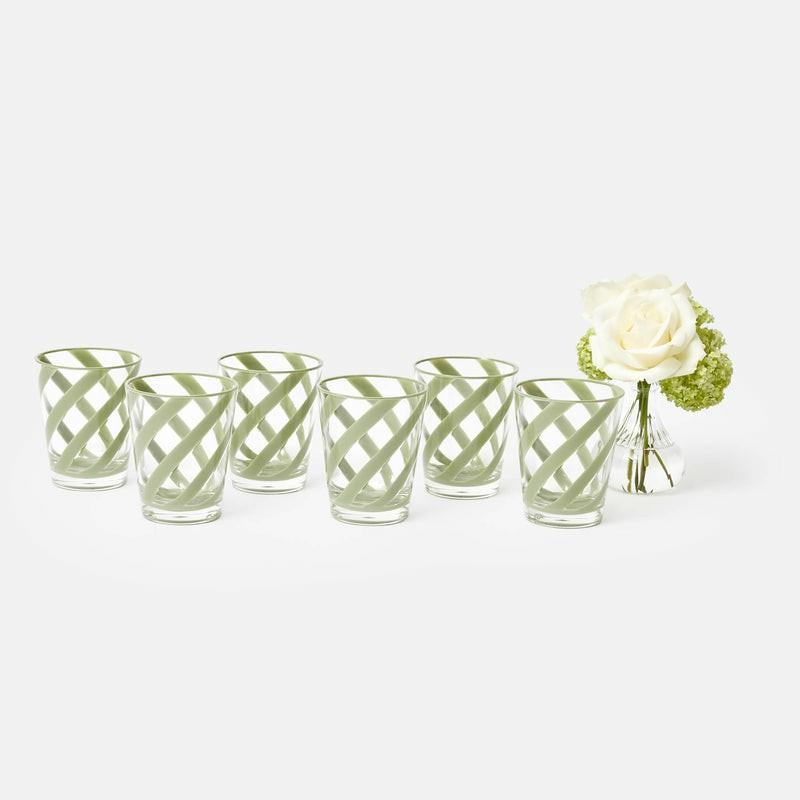 Green Swirl Outdoor Glasses (Set Of 6) Glassware