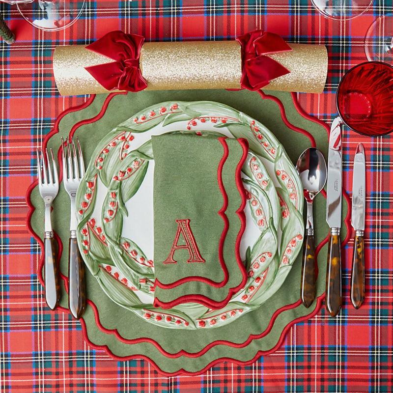 Katherine Green & Red Placemats & Napkins (Set Of 4) Table Linen