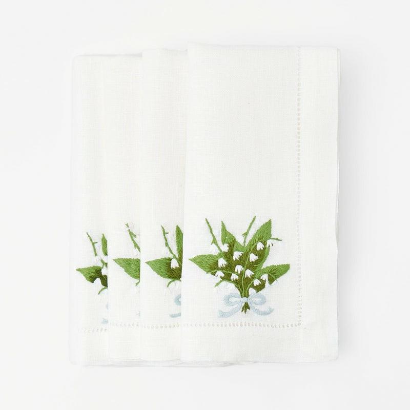 Lily Of The Valley White Linen Napkins (Set Of 4) Napkins