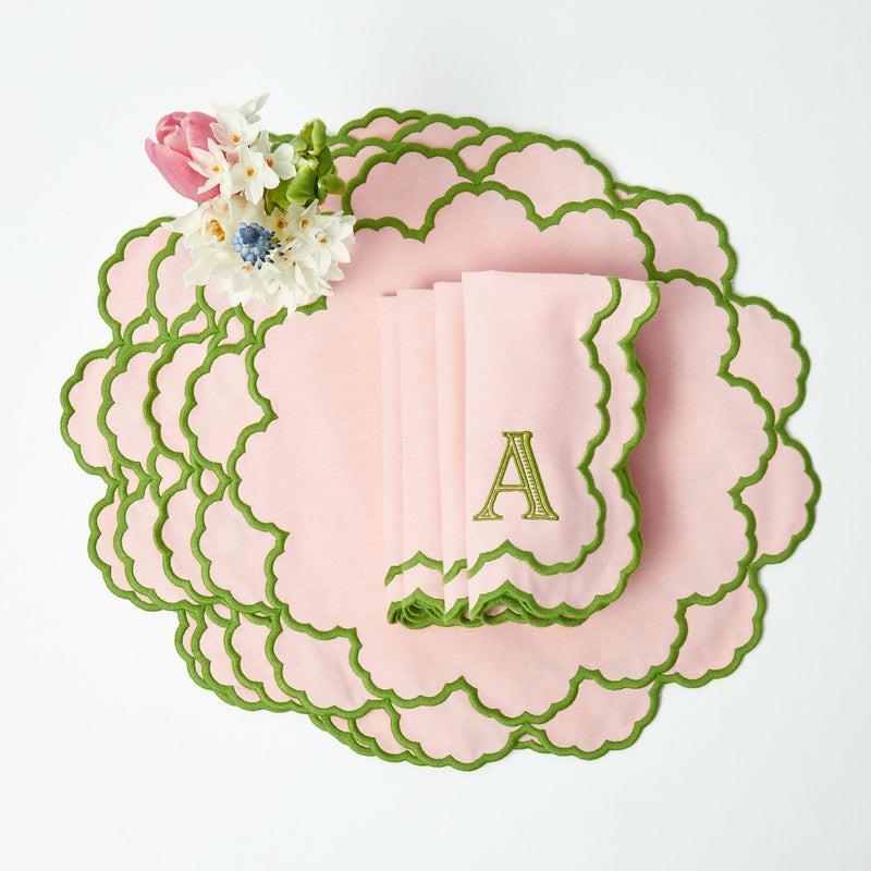 Lily Pink & Green Placemats & Napkins (Set Of 4) Table Linen