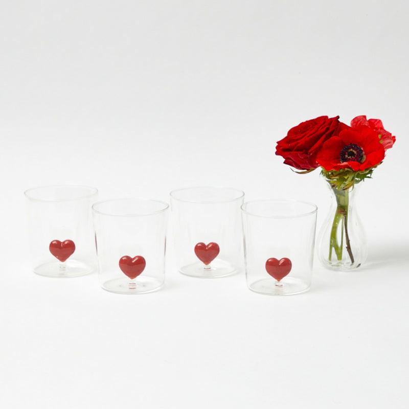 Love Heart Glasses (Set Of 4) Glasses