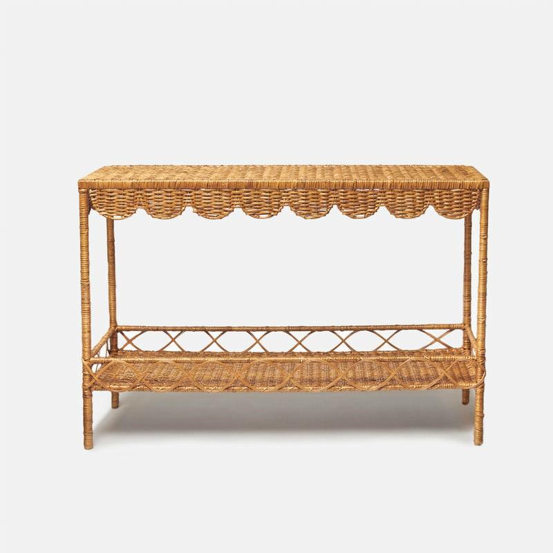 Madeleine Rattan Scalloped Console Table Rattan