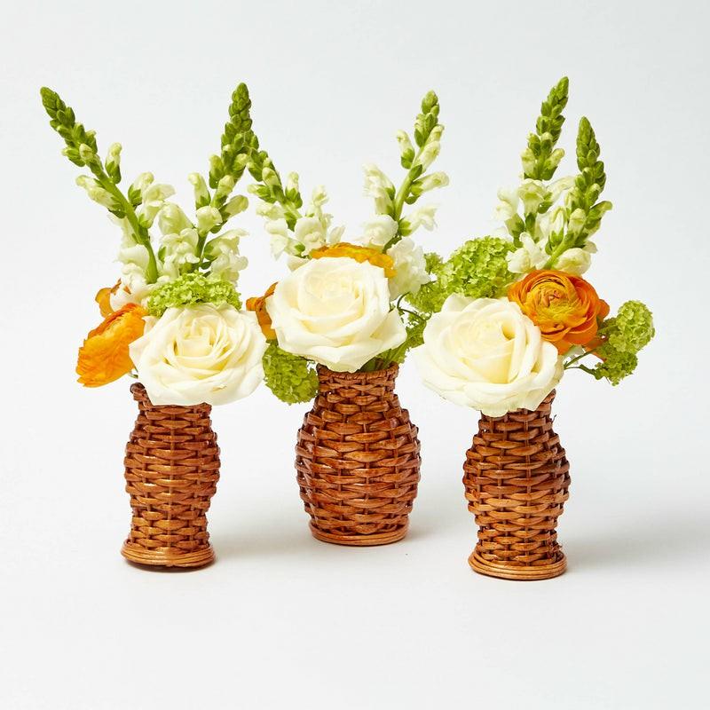 Mini Burnt Rattan Vase (Set Of 3) Autumn Decorations