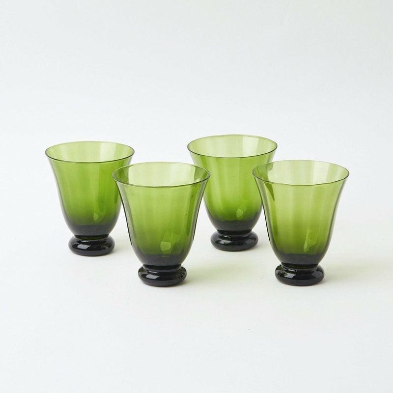 Moss Green Tulip Glasses (Set Of 4) Glasses