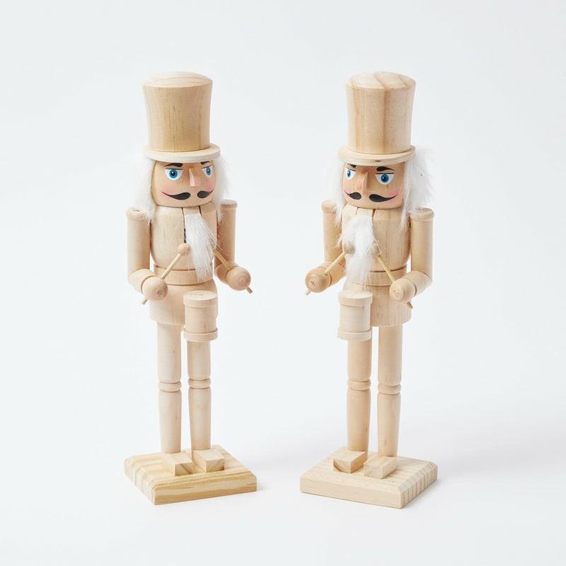 Natural Wood Nutcracker (Pair) Decorations