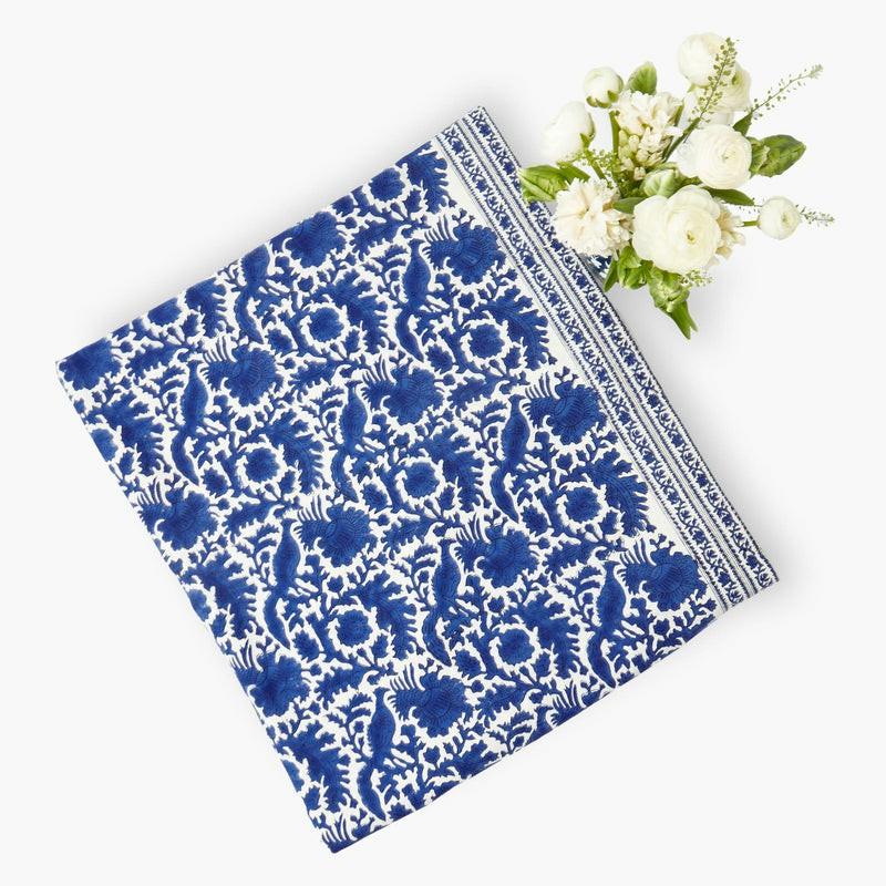 Navy Pheasant Tablecloth Summer Table Linen