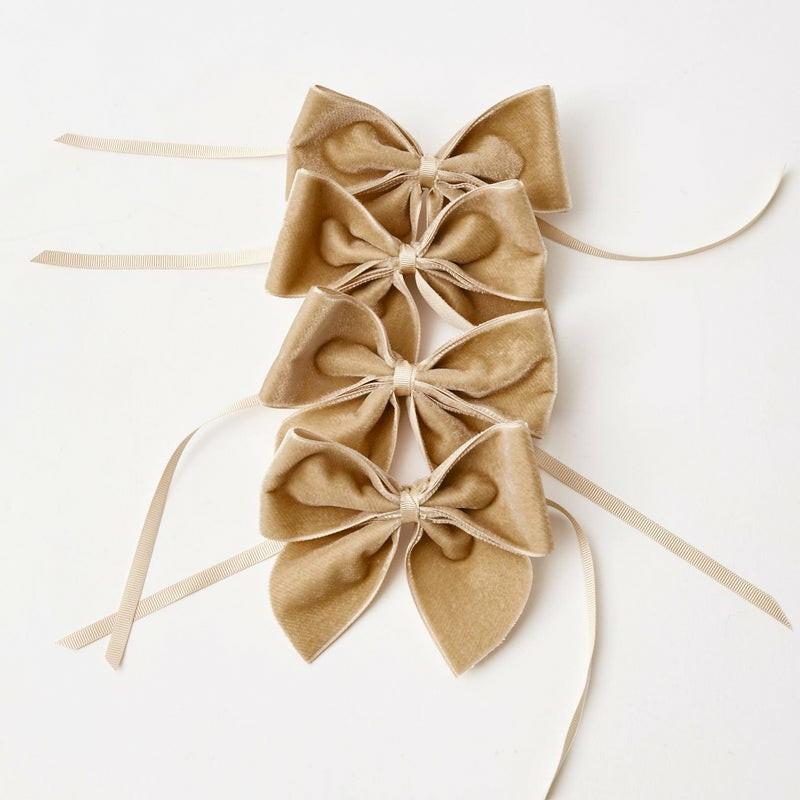 Oat Velvet Napkin Bows (Set Of 4) Napkin Rings & Bows