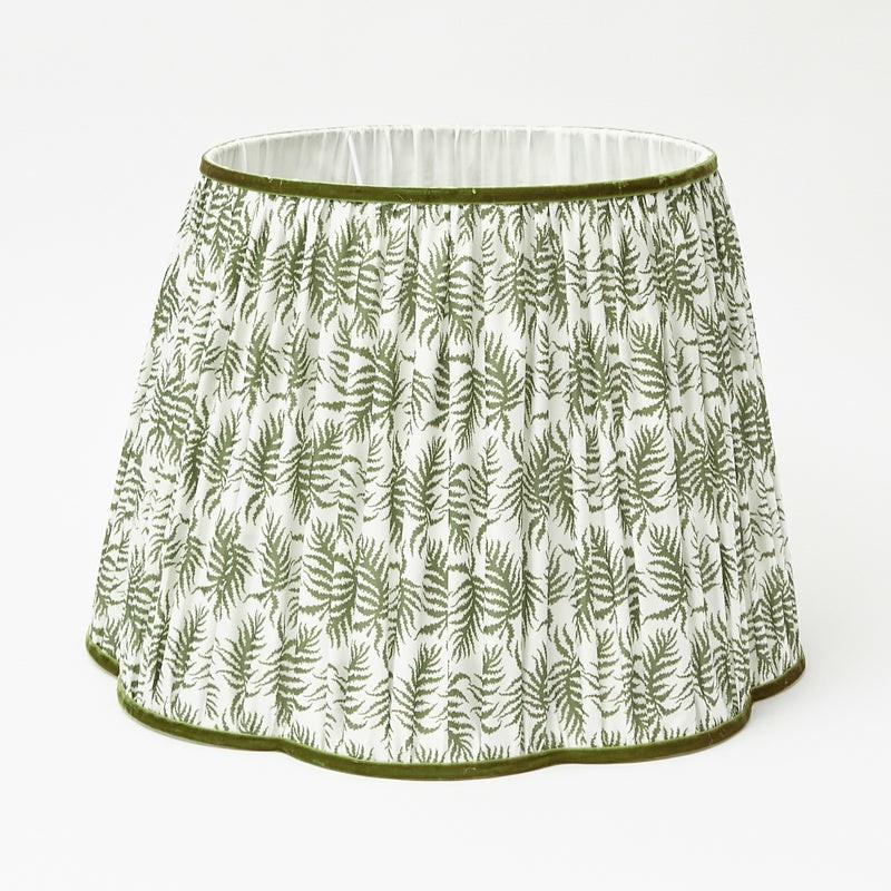 Olive Green Fern Scalloped Lampshade (40Cm) Lampshades